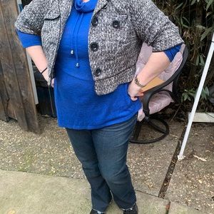 Lane Bryant Black And White Tweed Blazer
